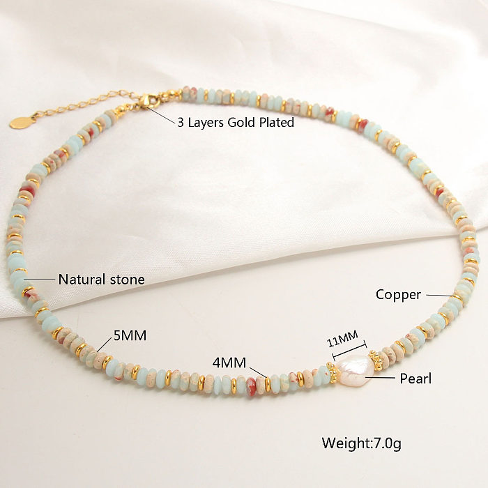 Vintage Style Geometric Color Block Copper Plating Bracelets Necklace