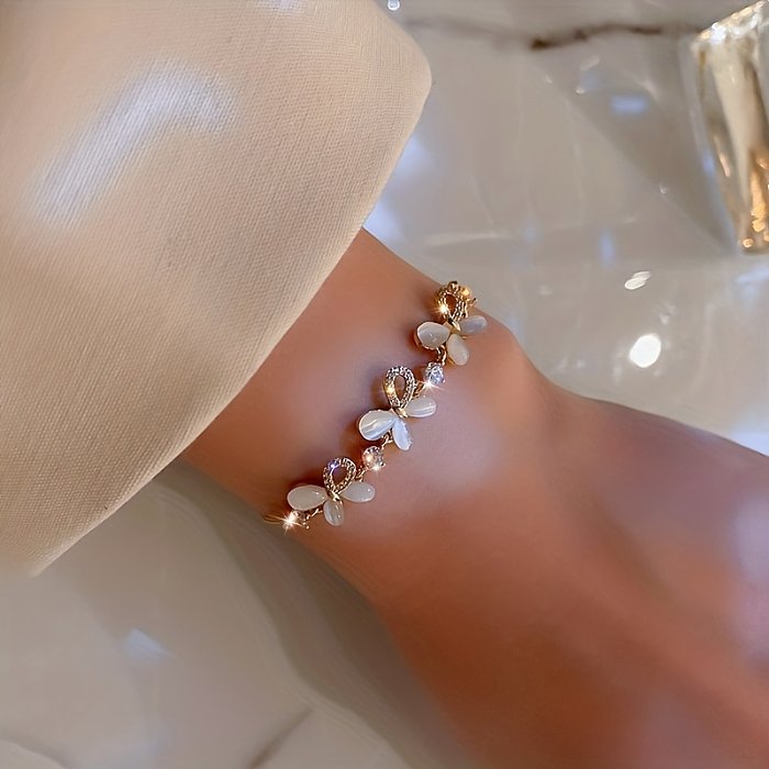 Bracelets plaqués or opale avec incrustation de cuivre papillon élégant et mignon