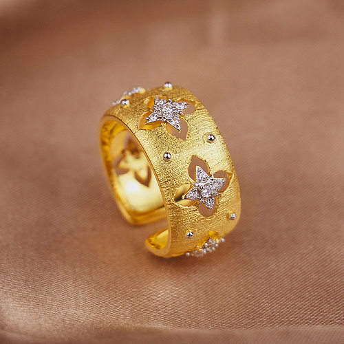 Boucles d'oreilles anneaux en Zircon plaqué cuivre étoile de mode