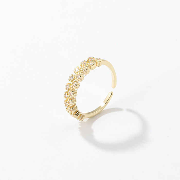 Estilo simples asas arco nó cobre anel aberto chapeamento incrustação zircão anéis de cobre
