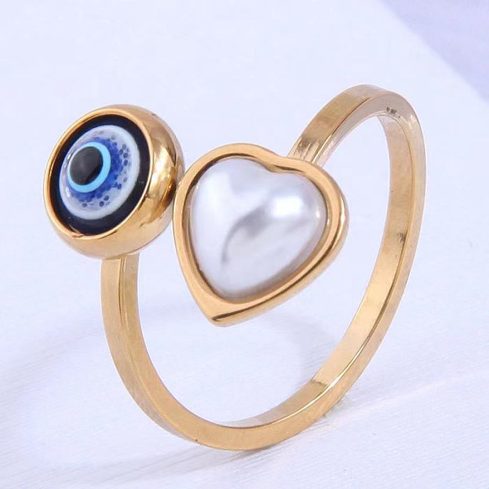 Wholesale Classic Style Devil'S Eye Stainless Steel Plating Gold Plated Open Rings