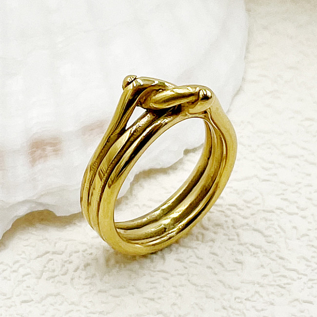 Estilo simples estilo romano cor sólida chapeamento de aço inoxidável anéis banhados a ouro
