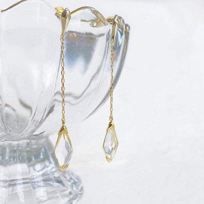 1 Pair Elegant Korean Style Geometric Plating Copper Drop Earrings
