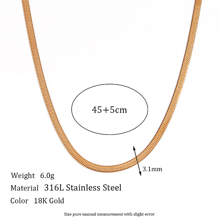 Basic Classic Style Solid Color Stainless Steel Plating 18K Gold Plated Anklet Necklace