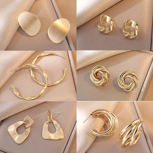 1 Pair Simple Style C Shape Round Plating Copper Earrings