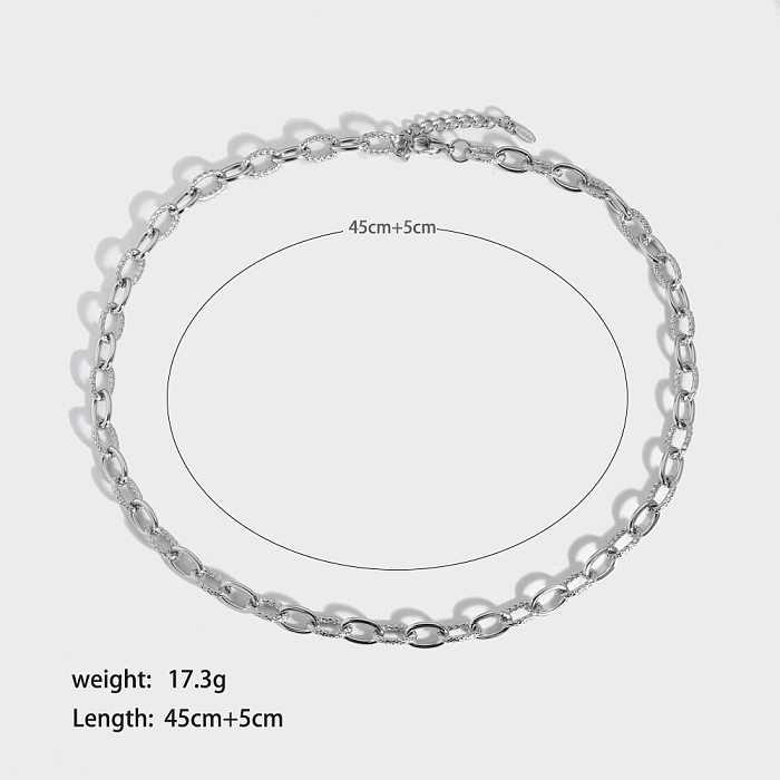 Simple Style Solid Color Stainless Steel Indentation Bracelets Necklace