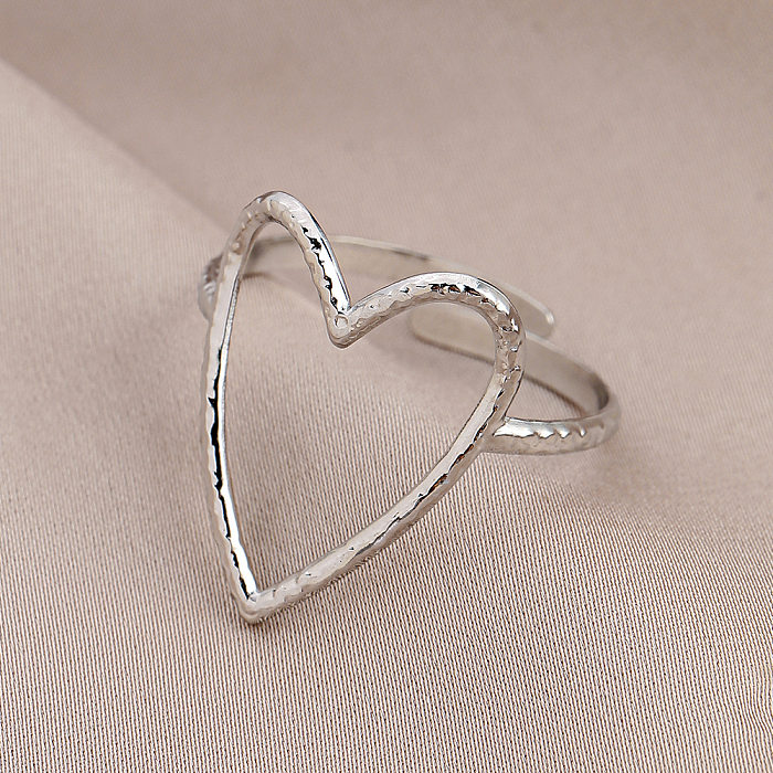 Simple Style Printing Titanium Steel Feather Open Ring 1 Piece