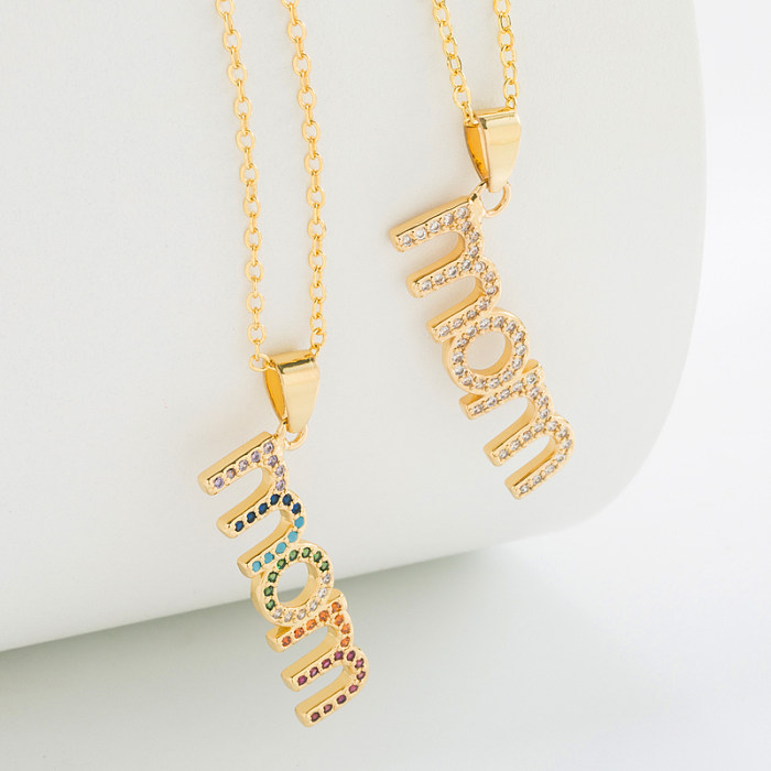 Klassische Halskette mit Buchstaben-Kupfer- und vergoldetem Zirkon-Anhänger, 1 Stück