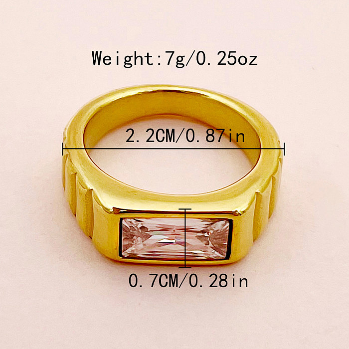 Retro-Quadrat-Edelstahl-Überzug-Inlay-Zirkon-vergoldete Ringe