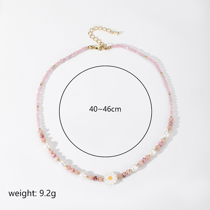 Modern Style Flower Freshwater Pearl Copper Plating 18K Gold Plated Bracelets Necklace
