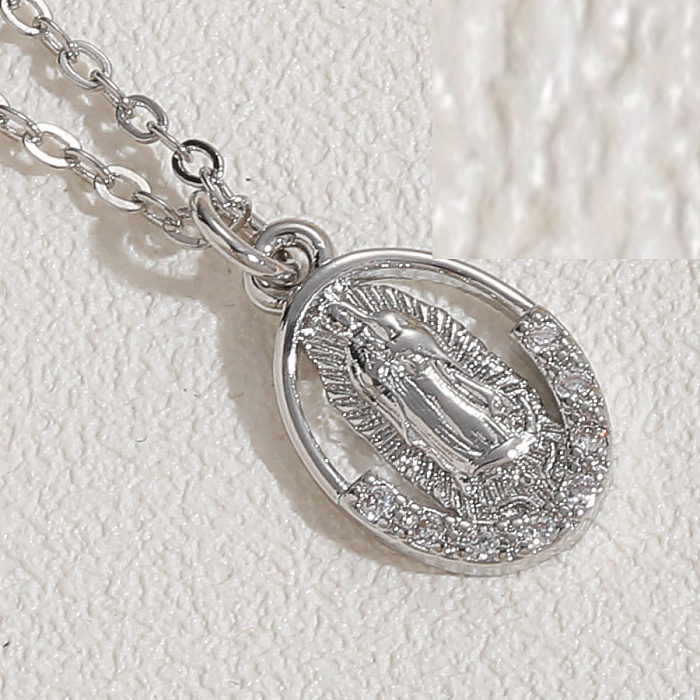Amazon Neue Jungfrau Maria Zirkon Kleine Anhänger Halskette Weibliche Nische Design Kupfer Halskette