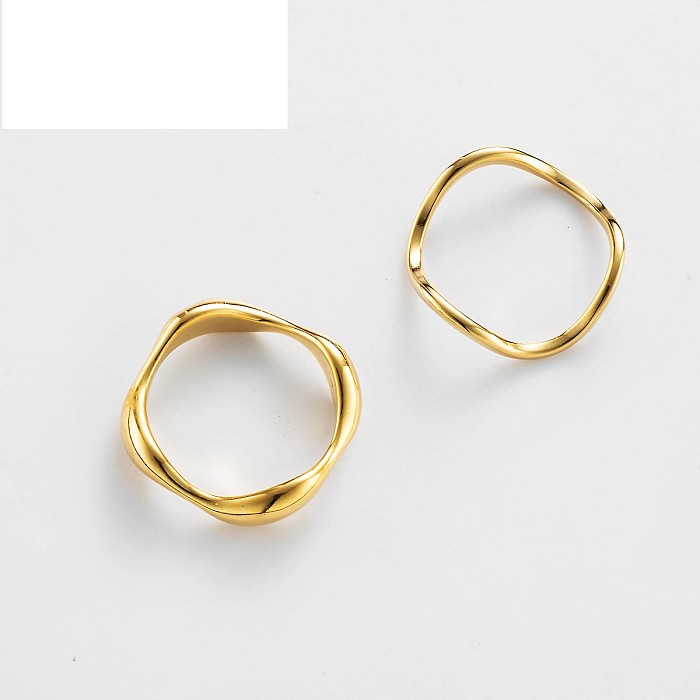 أزياء لامعة 14K الذهب التيتانيوم الصلب المرأة خاتم متعدد قطعة المجوهرات