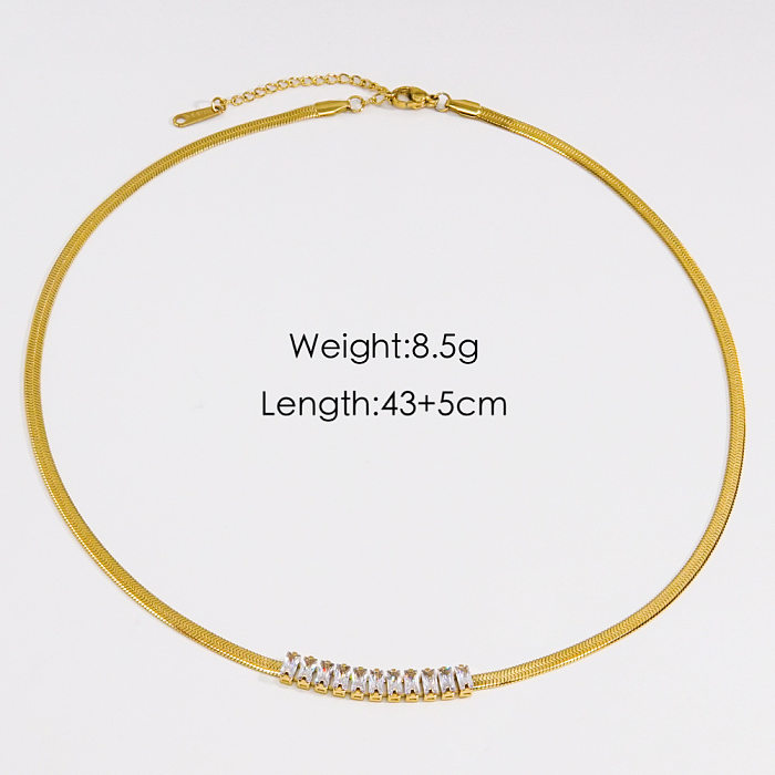 IG Style Square Titanium Steel Inlay Zircon Bracelets Anklet Necklace