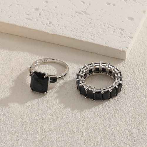 Elegant Luxurious Square Copper Plating Inlay Zircon 14K Gold Plated Rings