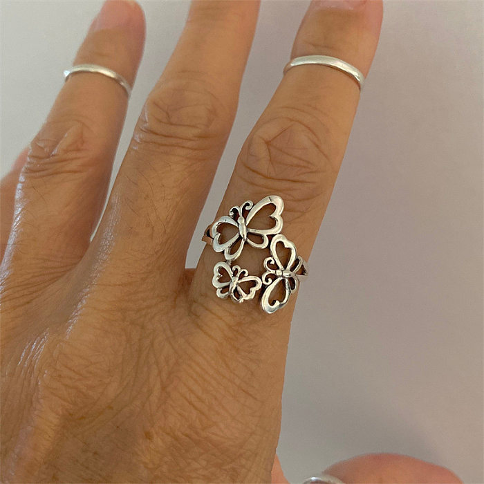 1 Piece Simple Style Butterfly Copper Hollow Out Open Ring