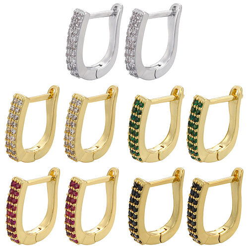 Retro Colored Diamonds Double Row Copper Earrings Wholesale jewelry