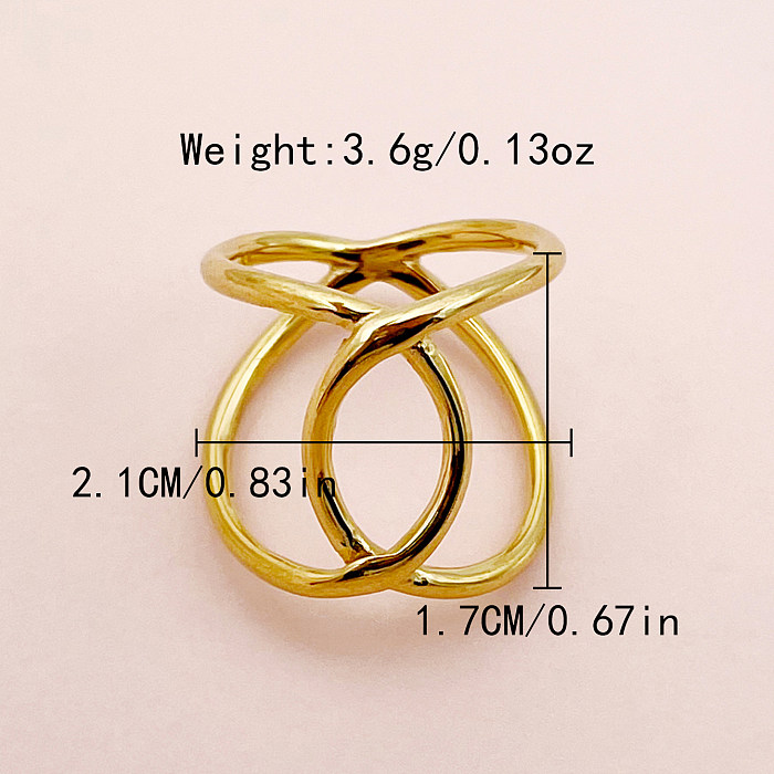 El chapado de acero inoxidable geométrico irregular del estilo simple clásico ahueca hacia fuera los anillos plateados oro