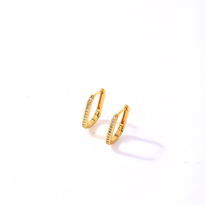 1 Pair Casual Vintage Style Simple Style Geometric Plating Inlay Copper Zircon Gold Plated Earrings