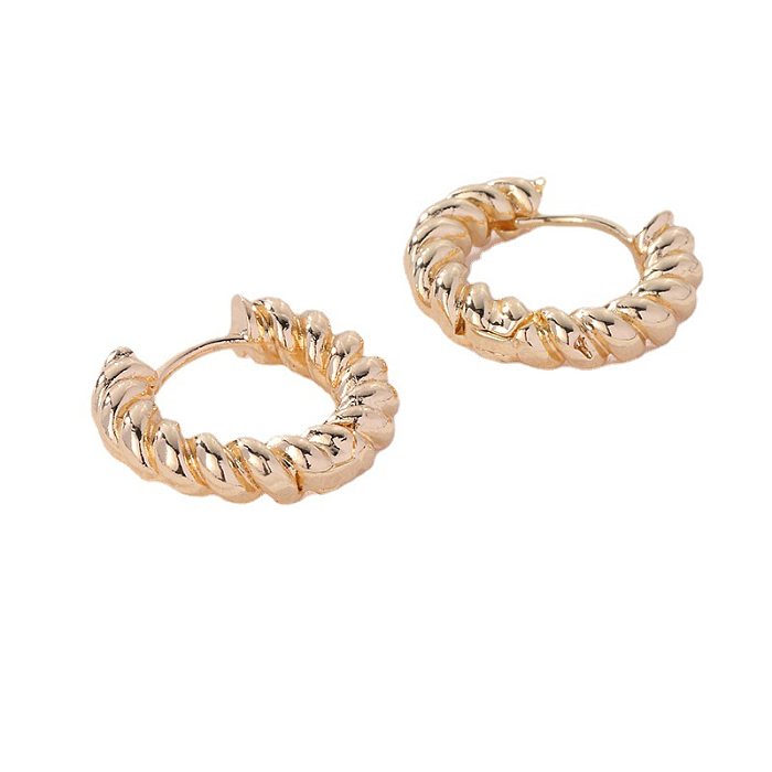 1 Pair Streetwear Twist Plating Copper White Gold Plated Gold Plated Hoop Earrings