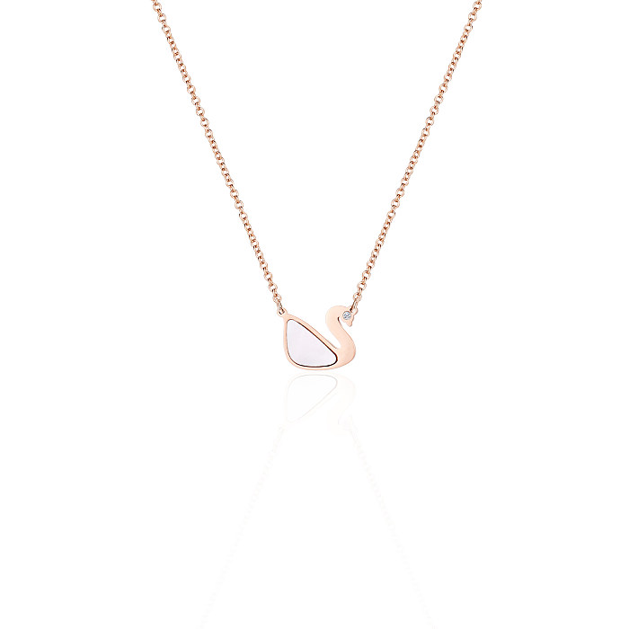 Basic Simple Style Classic Style Swan Copper Plating Shell Rose Gold Plated Necklace