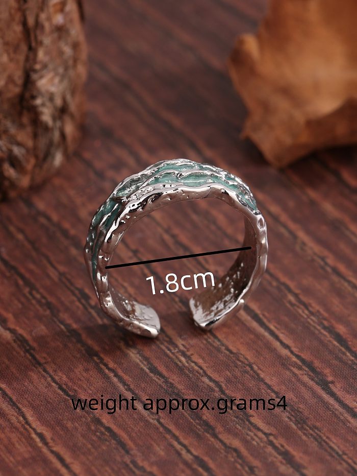 IG Style Commute Korean Style Solid Color Copper Plating Ruched Inlay Zircon 18K Gold Plated Open Rings