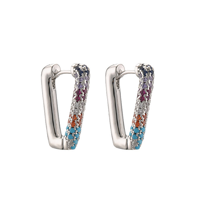 Simple Micro-inlaid Triangle Copper Plated Ear Clip Wholesale jewelry