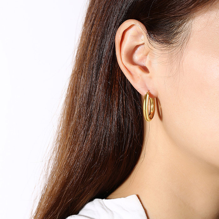 1 Pair INS Style Modern Style Round Stainless Steel Copper Plating Inlay Artificial Pearls 18K Gold Plated Earrings