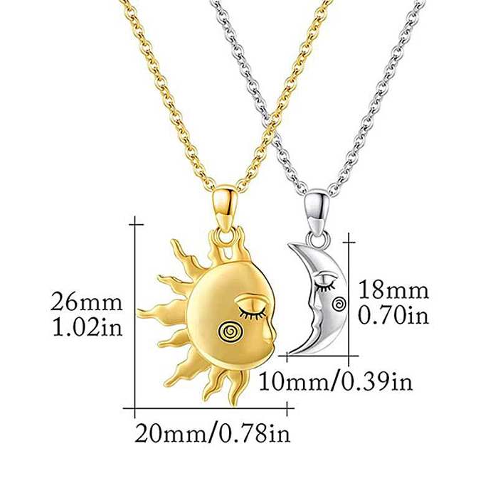Simple Style Sun Copper Gold Plated Pendant Necklace In Bulk