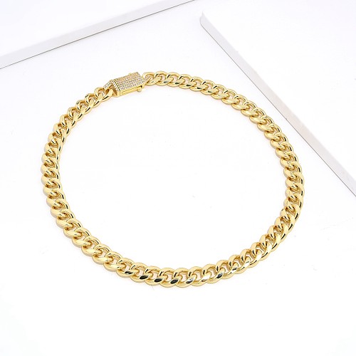 Hip-Hop Geometric Copper Plating Zircon Gold Plated Necklace