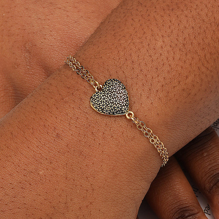 1 Piece Fashion Heart Shape Copper Plating Bracelets