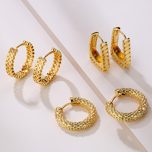 Fashion Solid Color Copper Plating Hoop Earrings