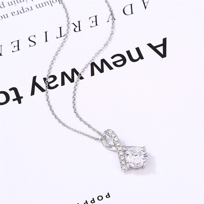 MAMA Simple Style Irregular Alloy Copper Zircon Pendant Necklace In Bulk