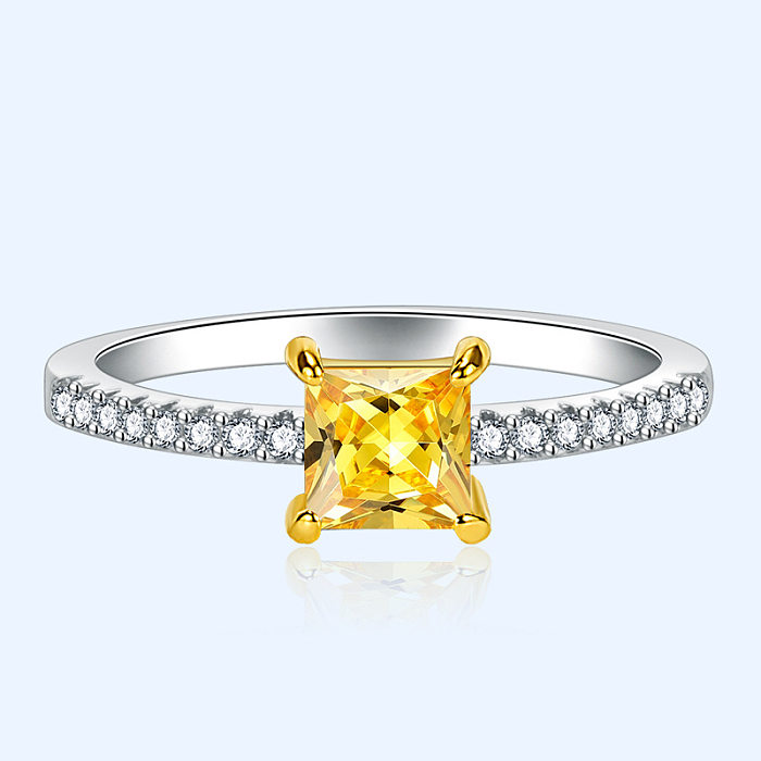 Fashion Square Copper Plating Zircon Rings
