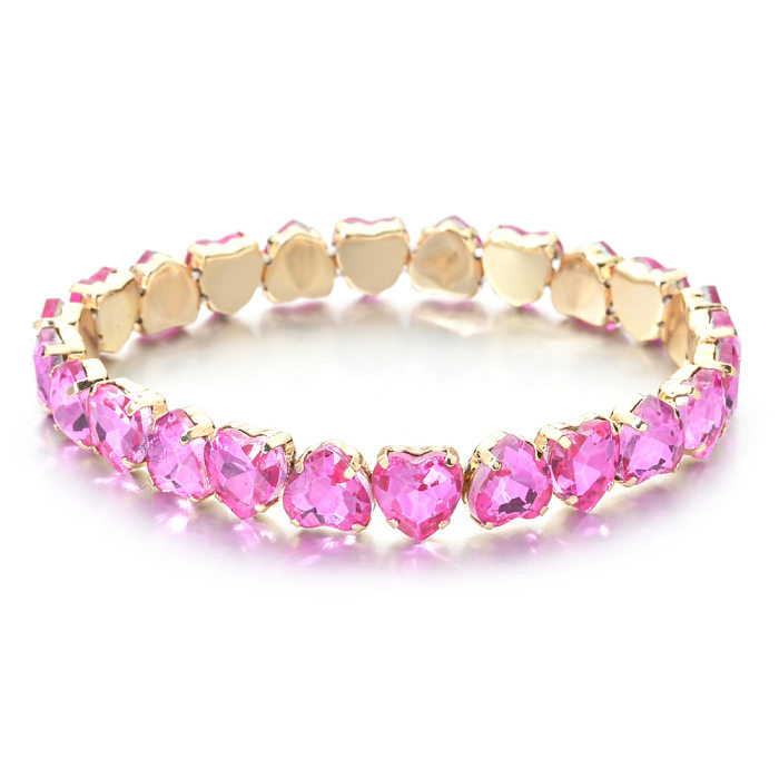 Shiny Heart Shape Copper Inlay Zircon Bracelets