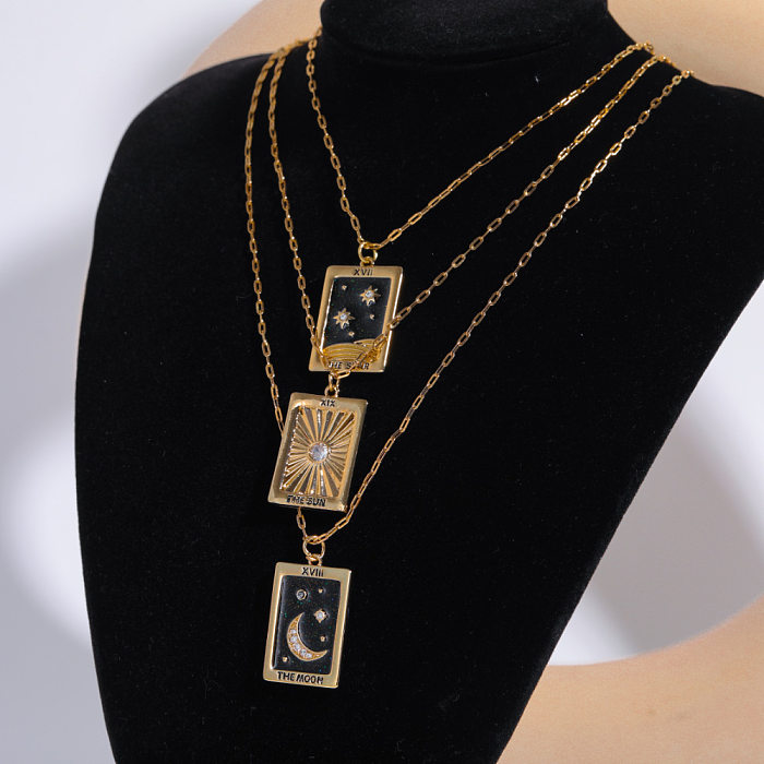 Fairy Style Streetwear Star Moon Copper Gold Plated Zircon Pendant Necklace In Bulk