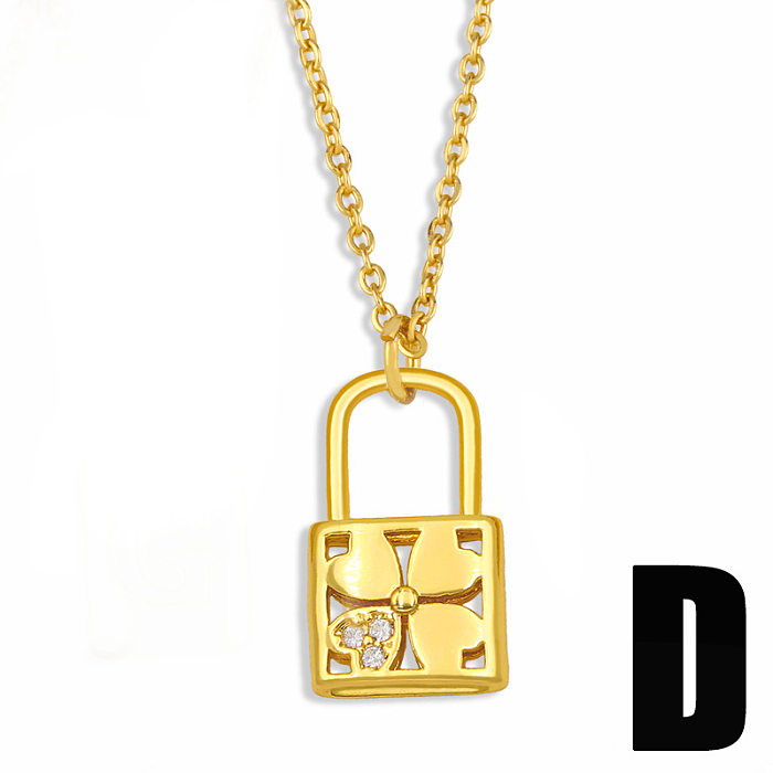 Diamond Lock Pendant Titanium Steel Necklace