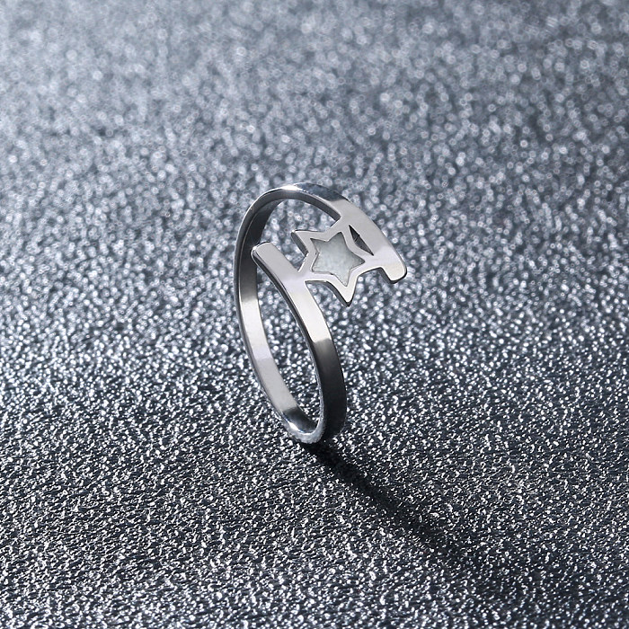 Joyería de anillo de acero inoxidable con elemento de estrella luminosa azul cielo de moda
