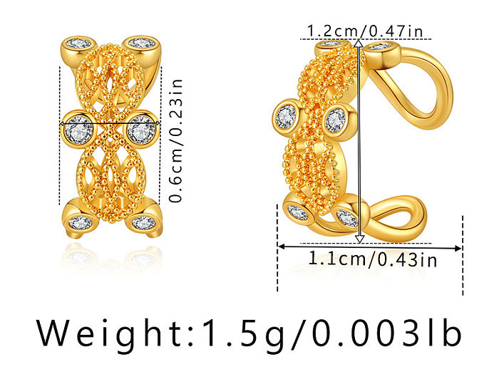 1 Paar elegante Ohrmanschetten mit Schmetterlingsbeschichtung, Kupfer-Zirkon und 18 Karat vergoldet