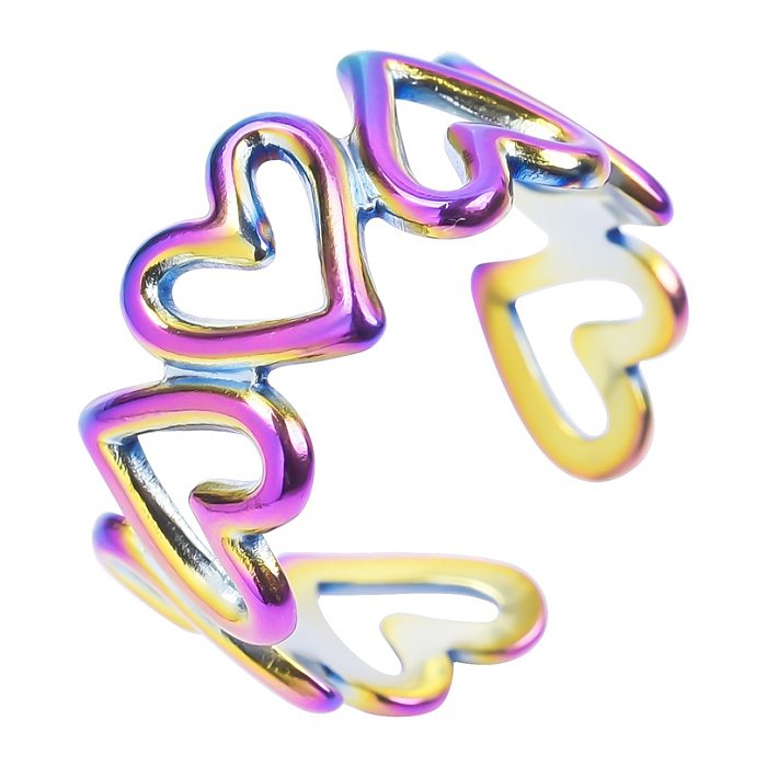 Wholesale 1 Piece French Style Heart Shape Titanium Steel Open Ring