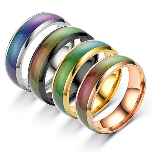 Novo anel de mudança de sete cores esmaltado da moda