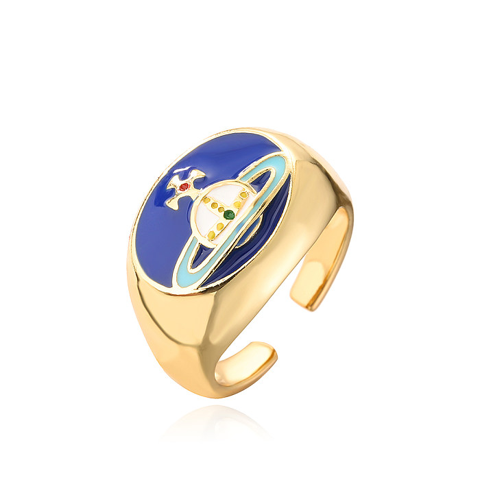Fashion Planet Kupfer-Emaille-vergoldeter offener Ring 1 Stück
