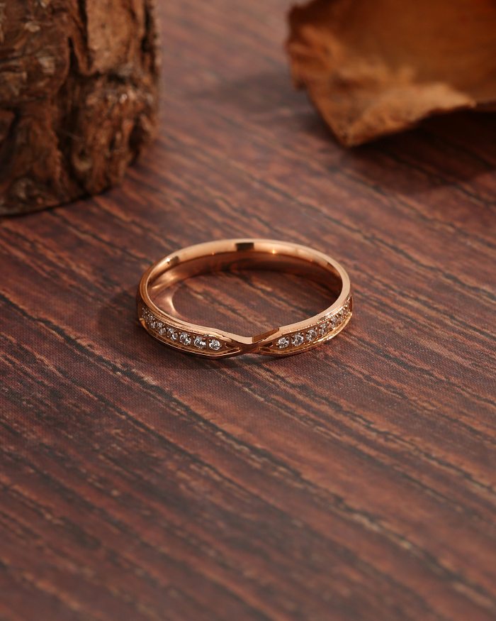 Basic Modern Style Simple Style Infinity Copper Plating Inlay Zircon 18K Gold Plated Rings
