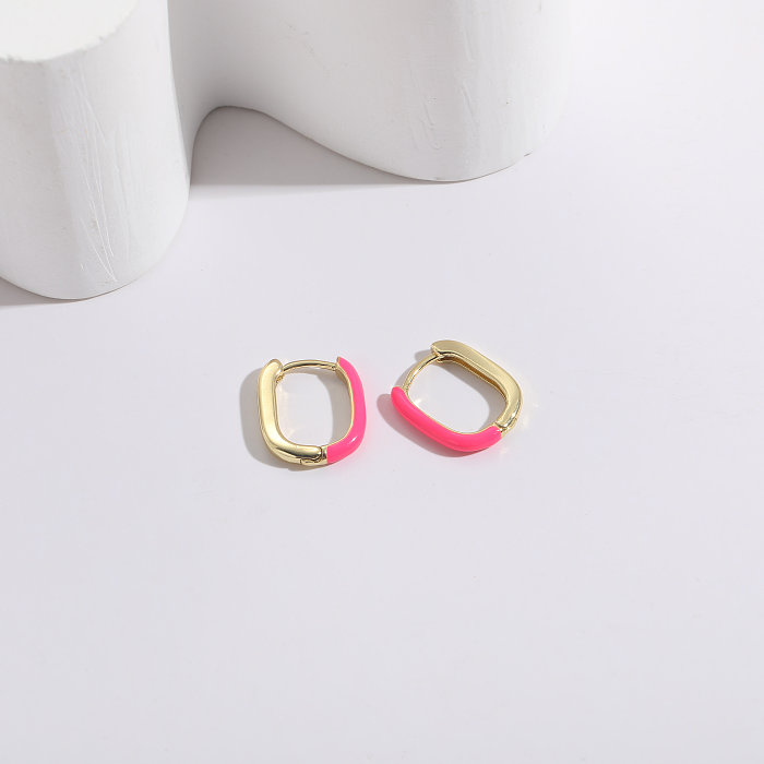 1 Pair Classic Style Square Copper Enamel Plating Earrings