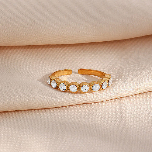 Fashion Round Stainless Steel Open Ring Inlay Zircon Stainless Steel Rings