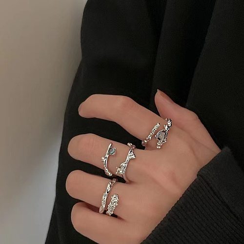 Simple Style Solid Color Copper Plating Silver Plated Rings