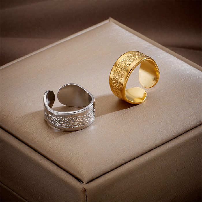 Anneau ouvert en acier titane de couleur unie, Style Simple, sculpture d'anneaux en cuivre
