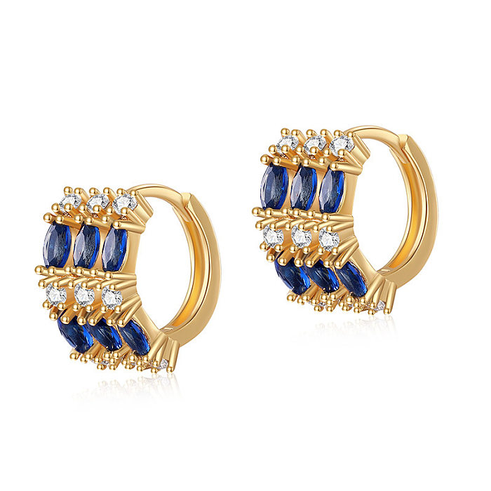 1 Pair Retro Lady Geometric Round Plating Inlay Copper Zircon Earrings