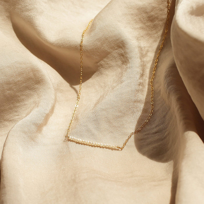 Collier avec pendentif en cuivre plaqué or 14 carats, Style Simple, perles d'eau douce irrégulières, en vrac