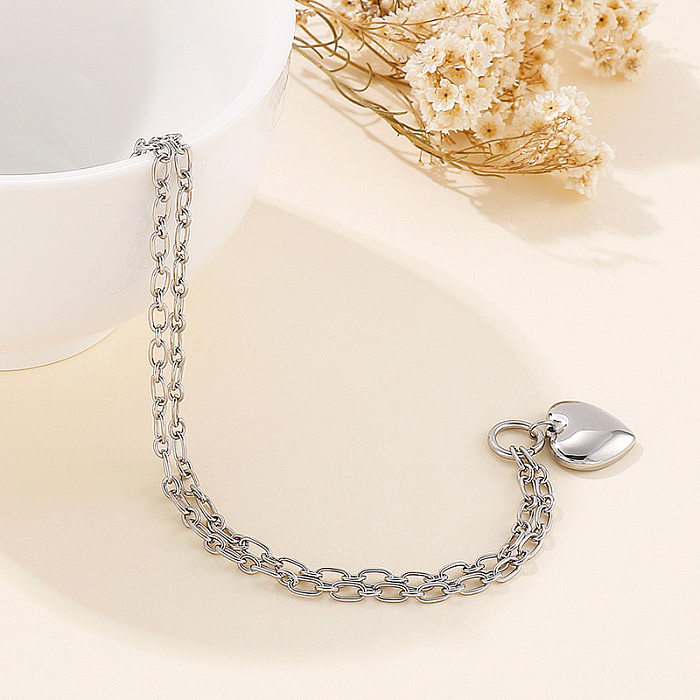 European And American OT Buckle Heart Necklace Bracelet Heart-shaped O-chain Stainless Steel Suit