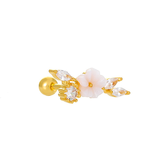 Boucles d'oreilles Vintage en Zircon, Micro-ensemble, fleur, papillon, plume, cœur, vis en cuivre